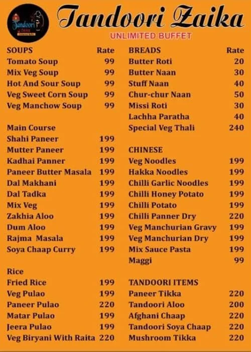 Tandoori Zaika menu 