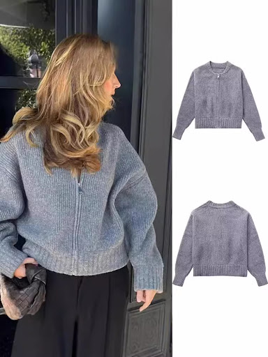 Title 15, Womens Zipper Knitted Jacket Sweater Coat. A w...