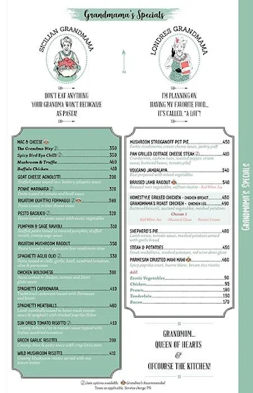 Grandmama's Cafe menu 