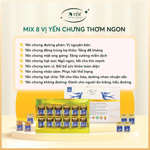 Yến chưng đông trùng hạ thảo 20% Yến Thiên Nhiên Hộp 6 hũ