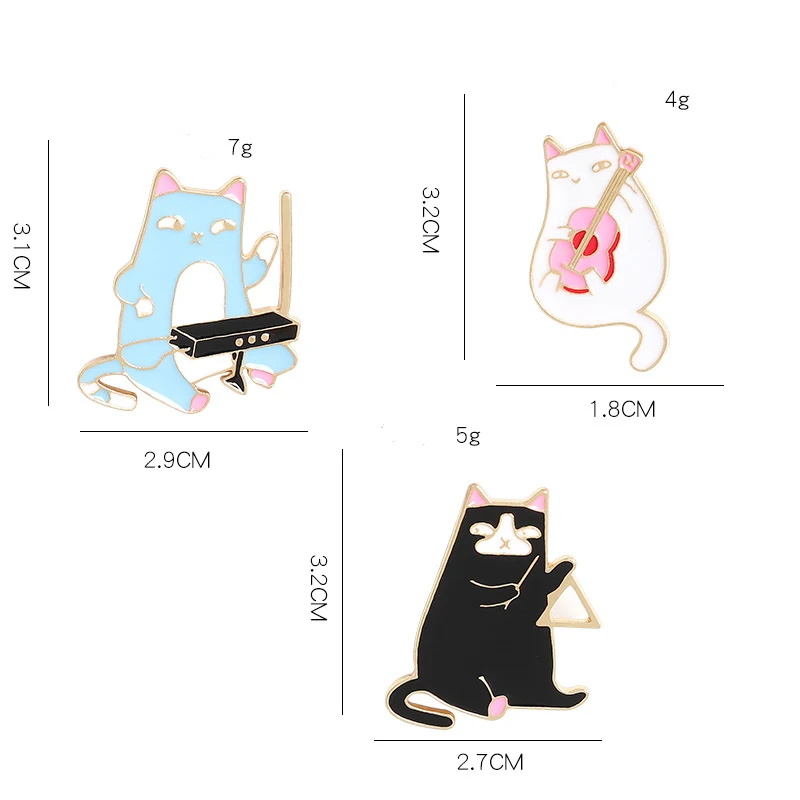 Title 3, Yaratıcı Komik Gitar Çalan Kedi Broşu Kedi ve m...
