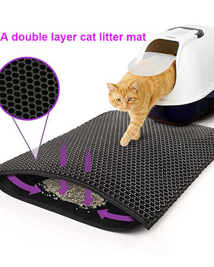 Waterproof EVA Double Layer Cat Litter Box Mat Non-slip S... - 3