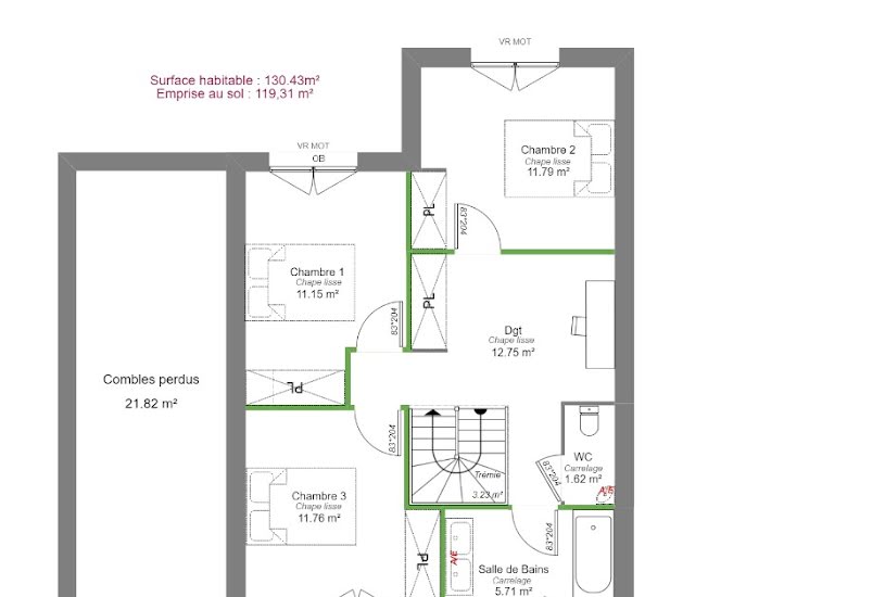  Vente Terrain + Maison - Terrain : 769m² - Maison : 130m² à Veigné (37250) 