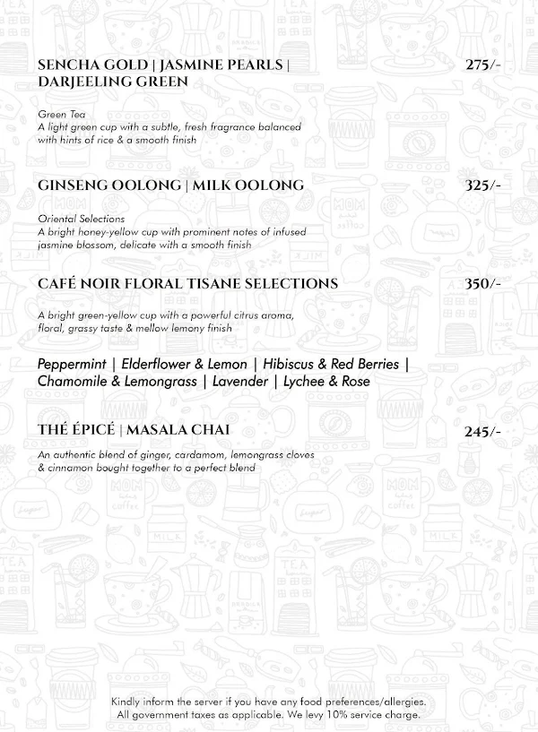 Cafe Noir menu 