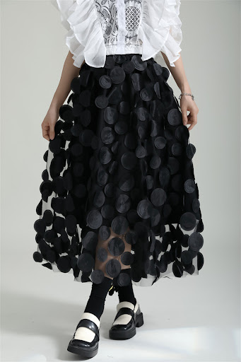 Title 15, French Retro Stereo Polka Dot Skirt, a comforta...