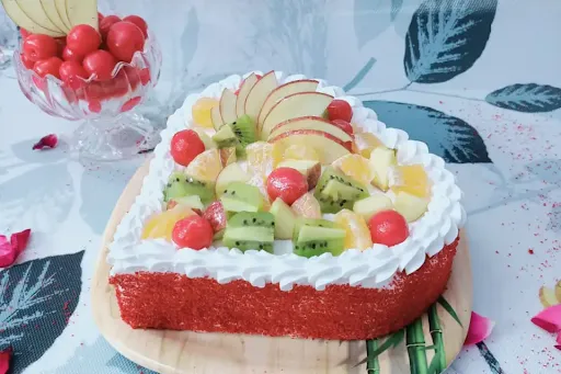 Red Velvat Heart Fruit Cake With 1 Fruit Jar