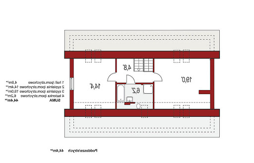 Madzia 2A z poddaszem do adaptacji bez garażu 2 A - Rzut poddasza do adaptacji