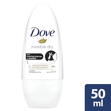Desodorante Dove Invisible Dry Color 0% Alcohol 48h Roll On x 50 ml  