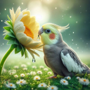 Small birds and daisies wallpaper