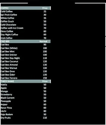 4S Cafe menu 