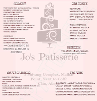 Jo's Patisserie menu 1