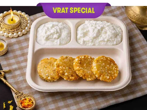 Sabudana Vada (4 Pcs) With Curd