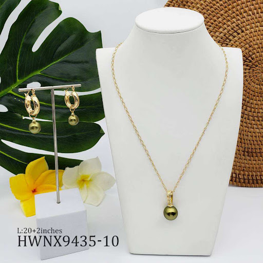 Title 8, Simple Shell Pearl Earrings and Necklace Set. T...