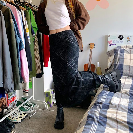 Title 2, Womens double layer plaid half length skirt, d...