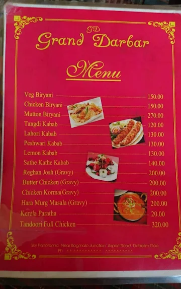 Grand Darbar menu 