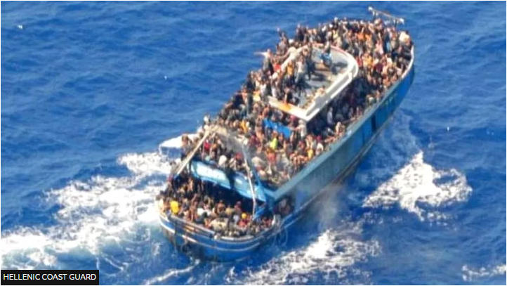 The Greek coastguard released images of the crowded boat before it went down