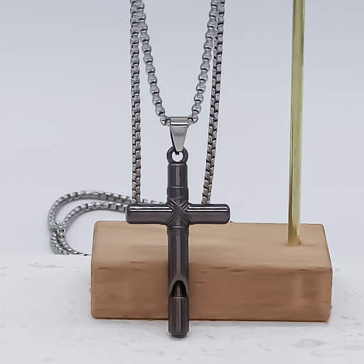 Title 2, Cross Knife Pendant Mens Metal Alloy Necklace ...