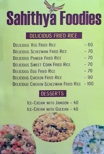 Sahithya Foodies menu 