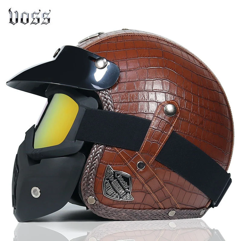 Retro Motociklistička Kaciga Muška Klasični Stil Udobnost i Bezbednost Vintage Dizajn Podstavljena Unutrašnjost Integrisani Vizir Idealno Za Motoriste