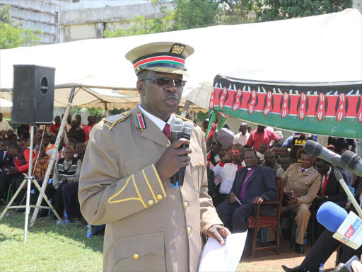 Kisumu County Commissioner John Elungata during Jamhuri Day celebrations at Kenyatta Sports grounds on October 20, 2015 PHOTO/MAURICE ALAL