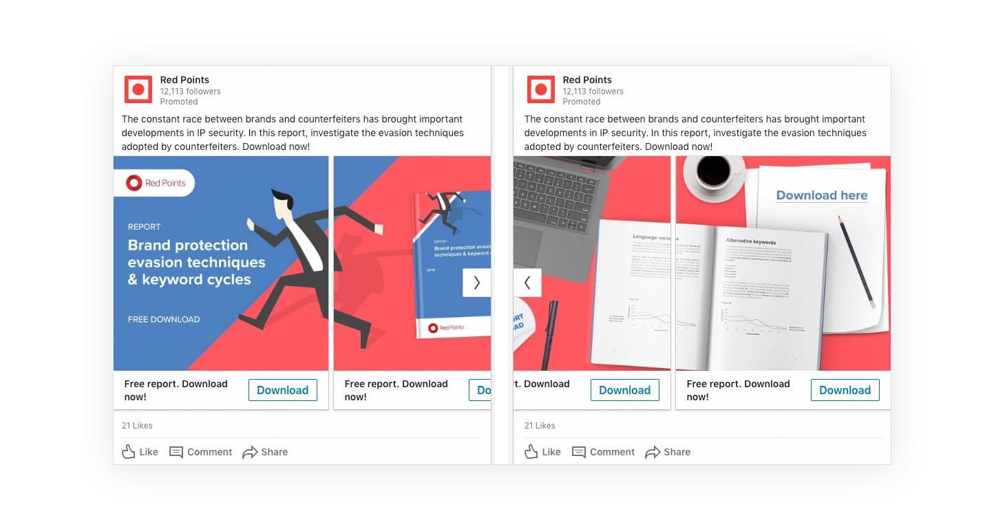 LinkedIn carousel ad example from Red Points