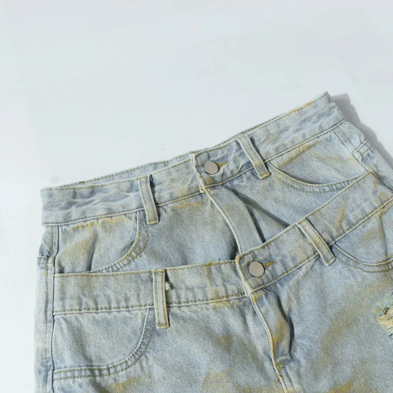 Title 7, Bedrukte, losse denim cropped broek voor heren,...