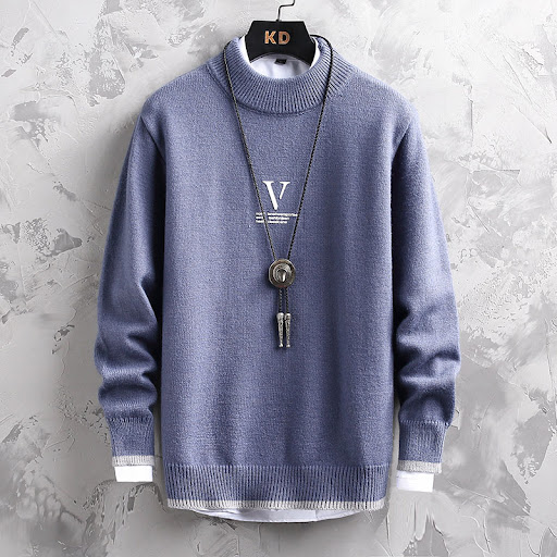 Title 4, Mens Fashion Half Turtleneck Sweater Loose Lon...