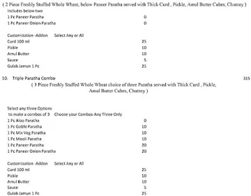 Paratha Cafe menu 