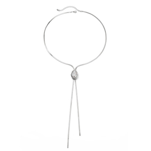 Title 10, Womens Y-shaped clavicle chain inlaid with pea...