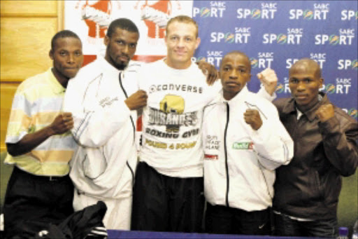 OUT IN FORCE: Zolani Tete and Jeffrey Mathebula, Michael Schultz, Moruti Mthalane and Klaas Mboyane will be in action at Wembley Arena on Friday night. Pic: Bafana Mahlangu. 17/11/2009. © Sowetan.