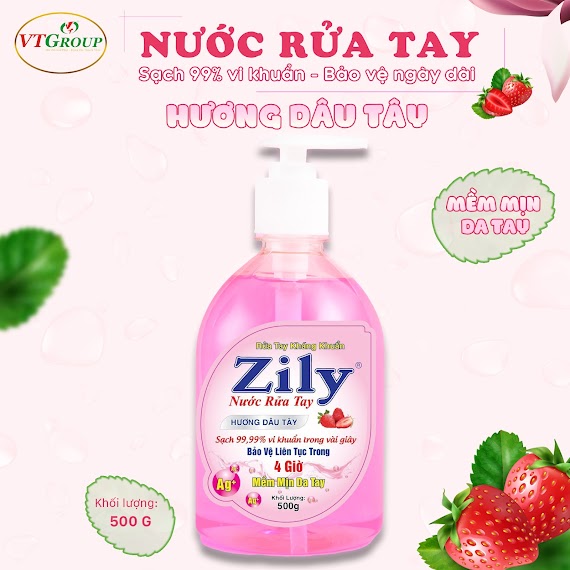 Nước Rửa Tay Zily 500G Hương Dâu Tây ( 24 Chai/ Thùng)