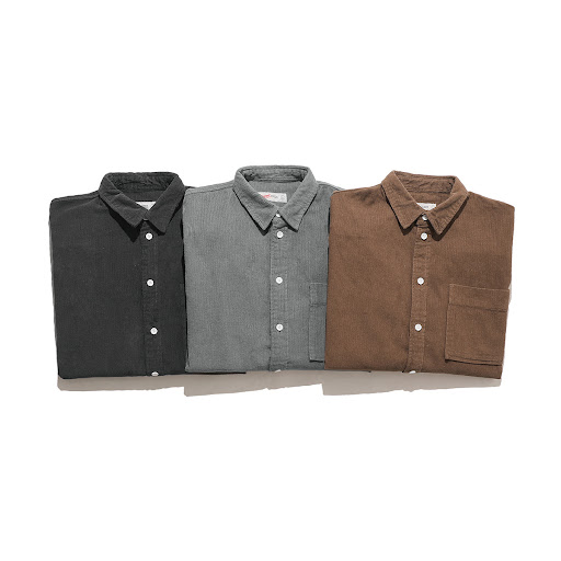 Title 10, Mens loose solid color corduroy casual shirt, ...