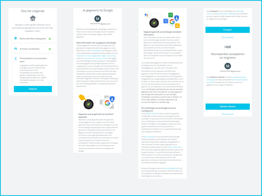 Migratiescherm Nest-account