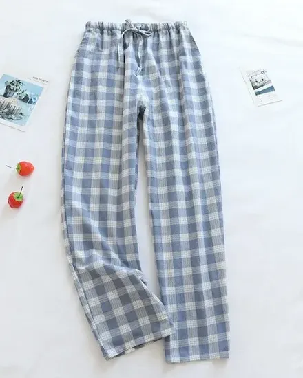 Men Pajama Pants Plaid Design Cotton Pajamas Long Trouser... - 1