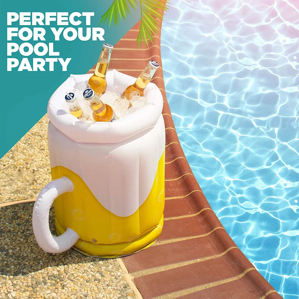 Flotador para piscina de cerveza inflable grande Enfriador de bebidas 2 en 1 para fiestas de adultos y suministros Festivo