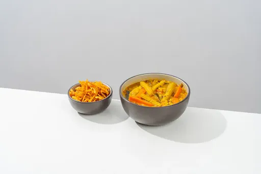 Sambar Annam With Potato Fry ( Sambar Rice Bowl With Aloo Fry)