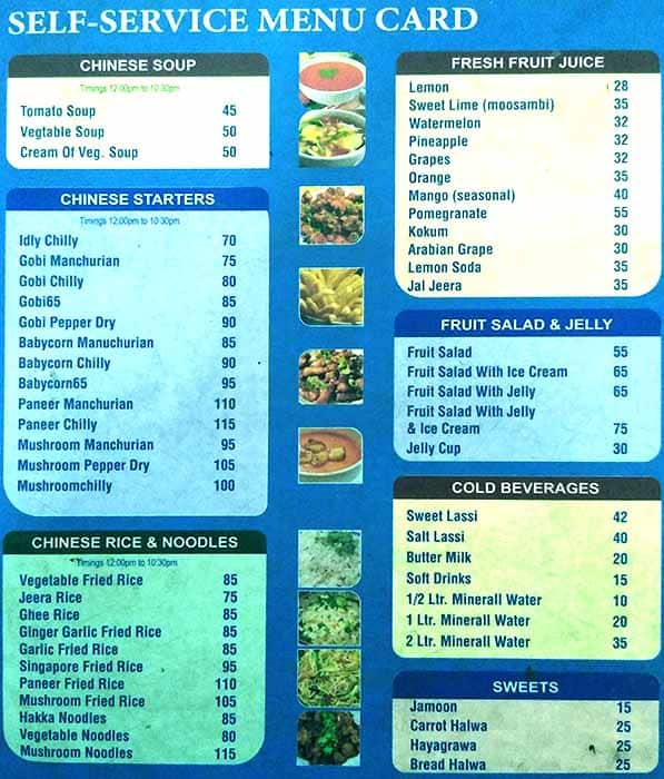 Vinaya Cafe menu 