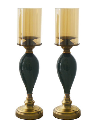 Pair of 18" Candle Holder With Glass