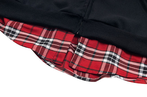 Title 15, Retro Fake Two-piece Letter Splicing Plaid Hood...