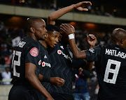 Vincent Pule of Orlando Pirates celebrates goal with teammates during the Absa Premiership 2018/19 match between Orlando Pirates and Supersport United at Orlando Stadium, Johannesburg on 15 September 2018.