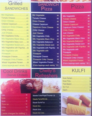 Chetty's Corner menu 