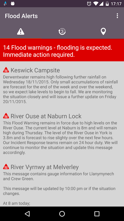 Android application Flood Alerts screenshort
