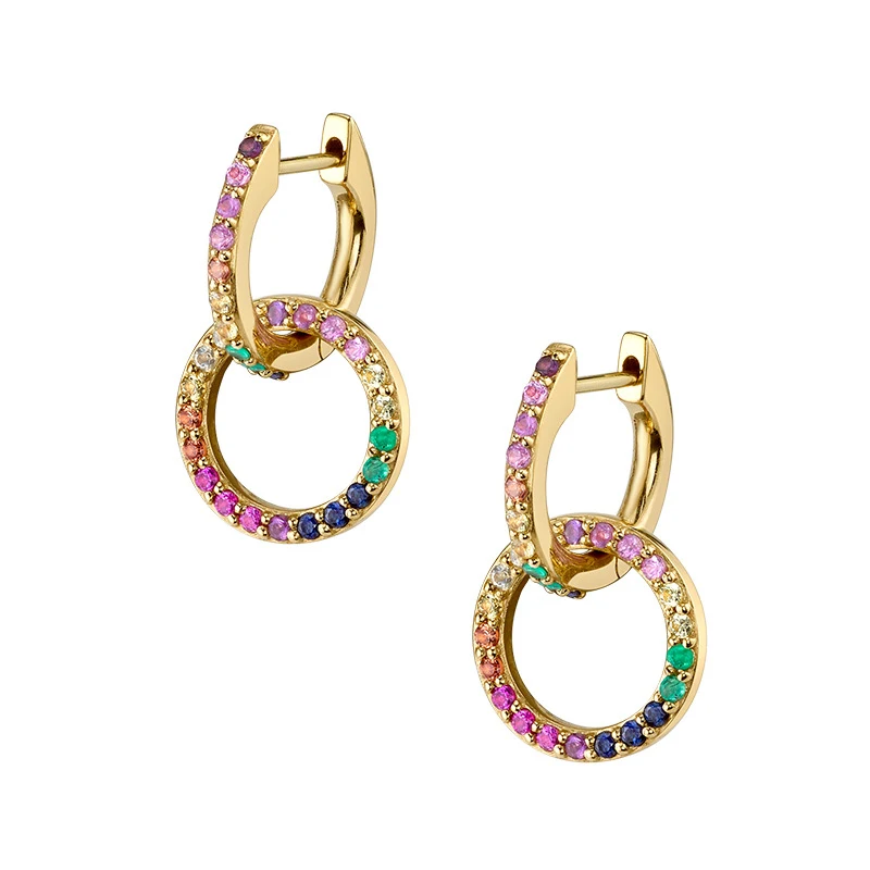 Title 3, Pendientes de círculo calado con diamantes de i...