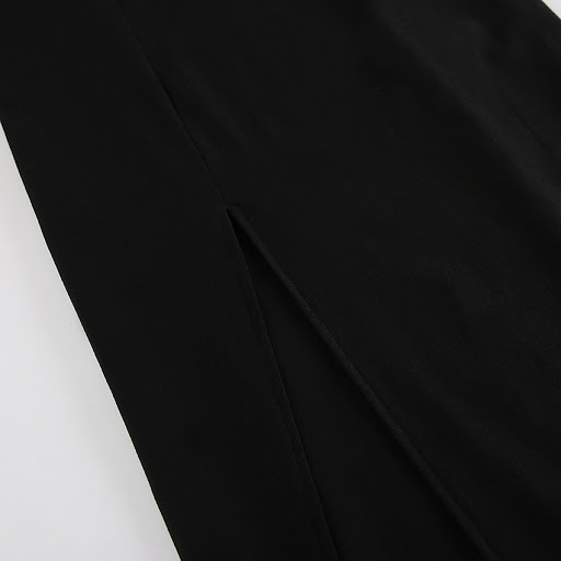 Title 3, Sexy Black Sleeveless Square Collar Split Dress