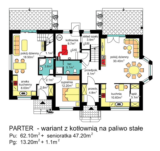 BS-12 wariant1 dwulokalowy - Rzut parteru - propozycja adaptacji - kotłownia na paliwo stałe