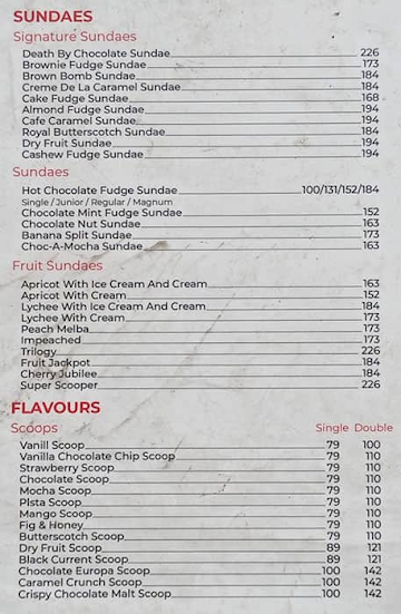 Empire Juices and Desserts menu 