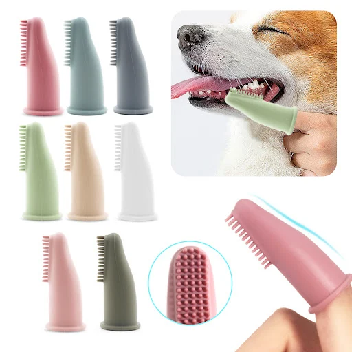 Dog Super Soft Pet Finger Toothbrush Teeth Cleaning Bad Breath Care Nontoxic Silicone Tooth Brush Tool Dog Cat Cleaning 