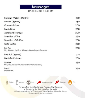 Rooftop - The View - Radisson Blu menu 