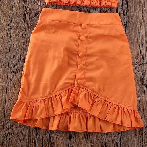 Title 2, Girls Orange Skirt Suit Stylish outfit for spe...