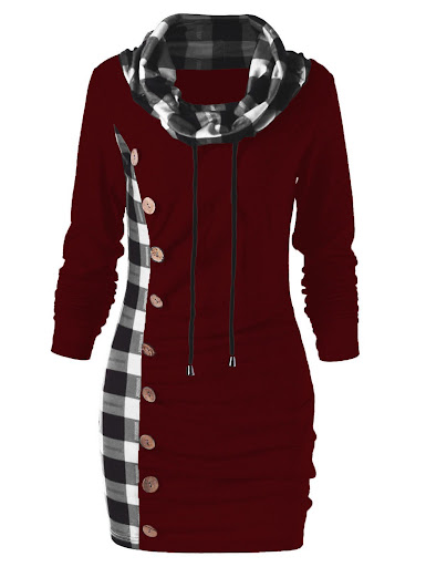 Title 9, Womens high collar sweater with check buttons....